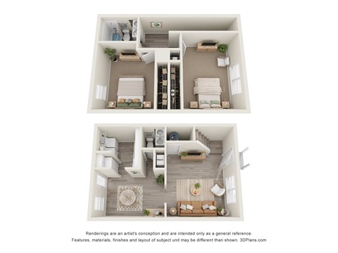Floor plan for 2 beds, 1.5 baths, 1016 sqft